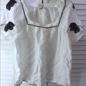 J. Crew Linen Peasant Blouse